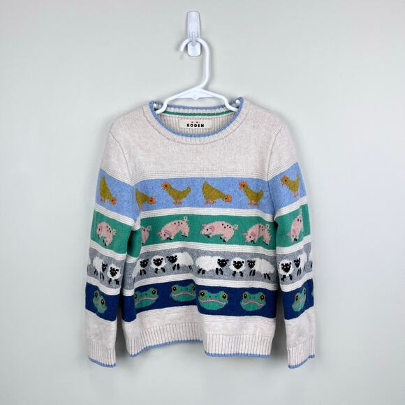 Mini Boden All Over Fair Isle Sweater Easter Farm Animals 7-8 - Picture 1 of 14